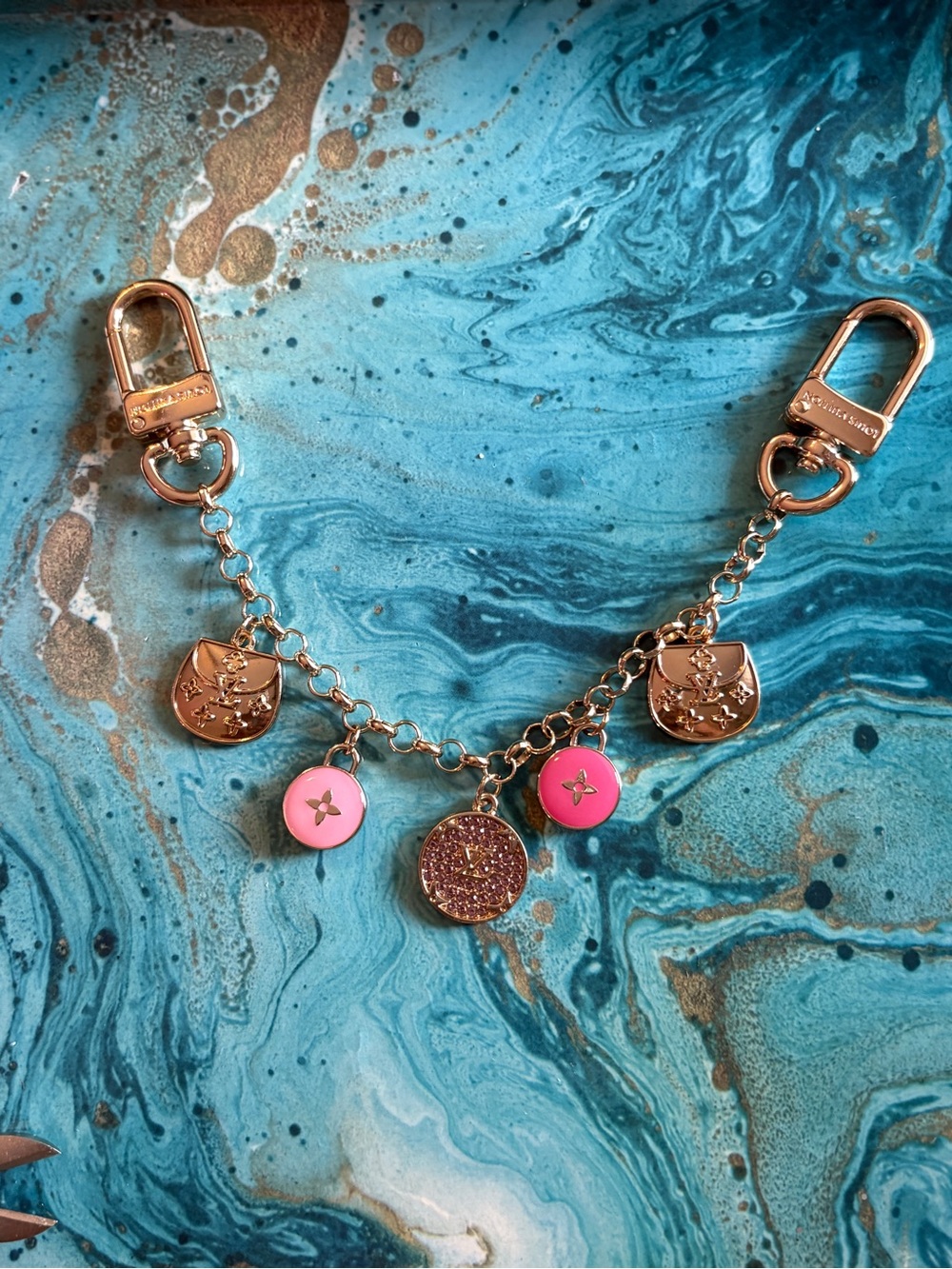 Louis Vuitton Rose Gold and Pink Charm Chain Accessory